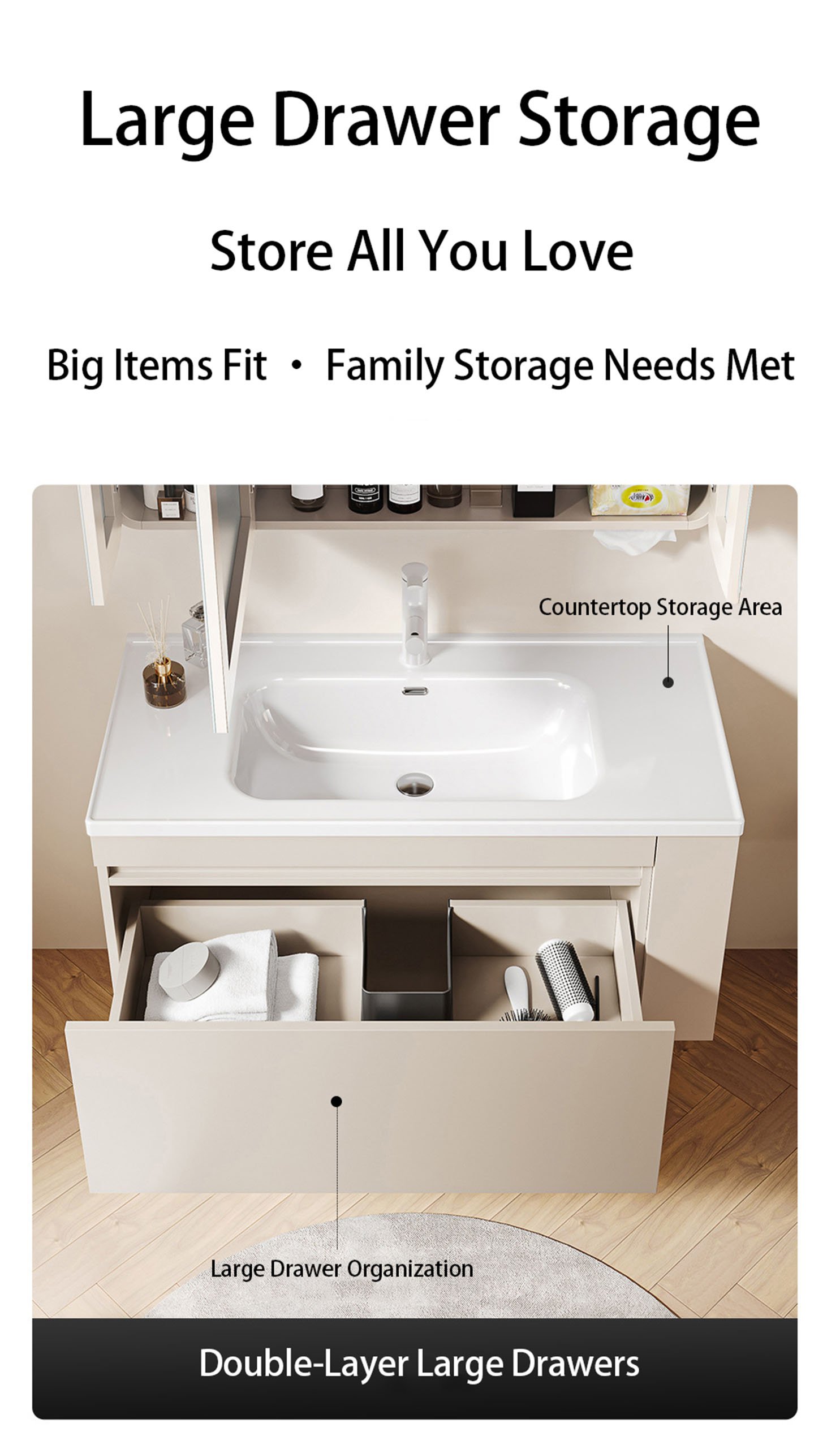 JATAII Single Drawer Mirror Cabinet DC002 detail 1