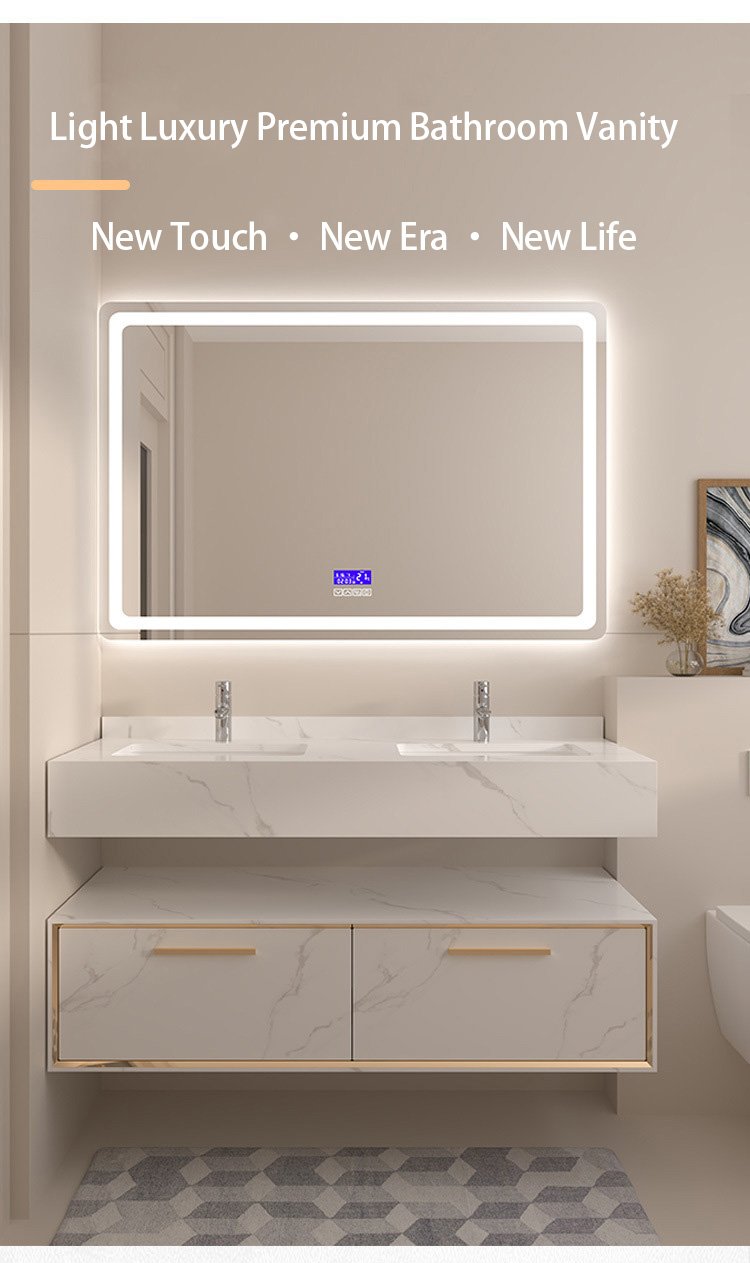 JATAII hotel grade LED smart mirror bathroom vanity set detail 1