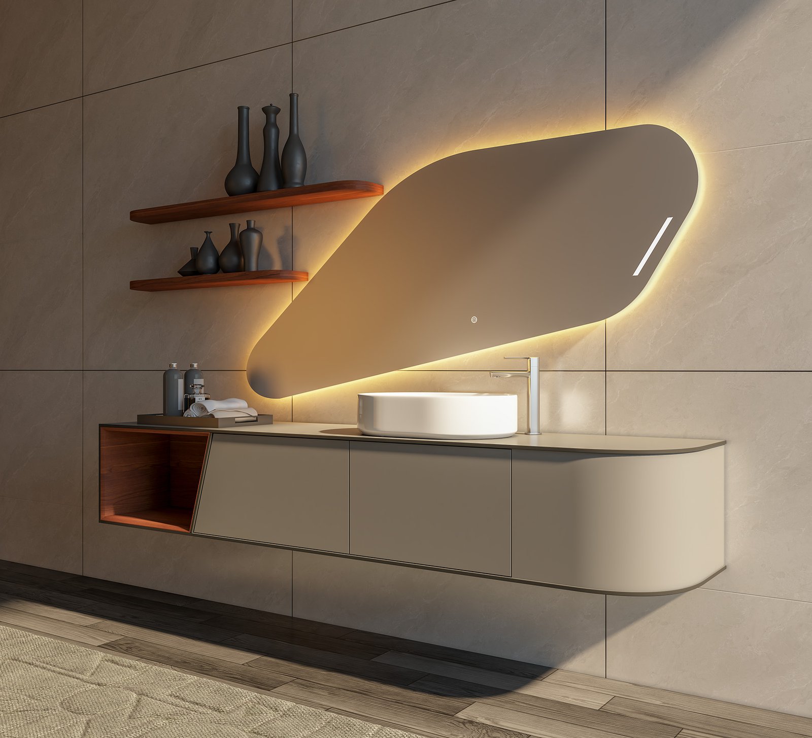 JATAII Modern Vanity Asymmetrical Mirror HT004