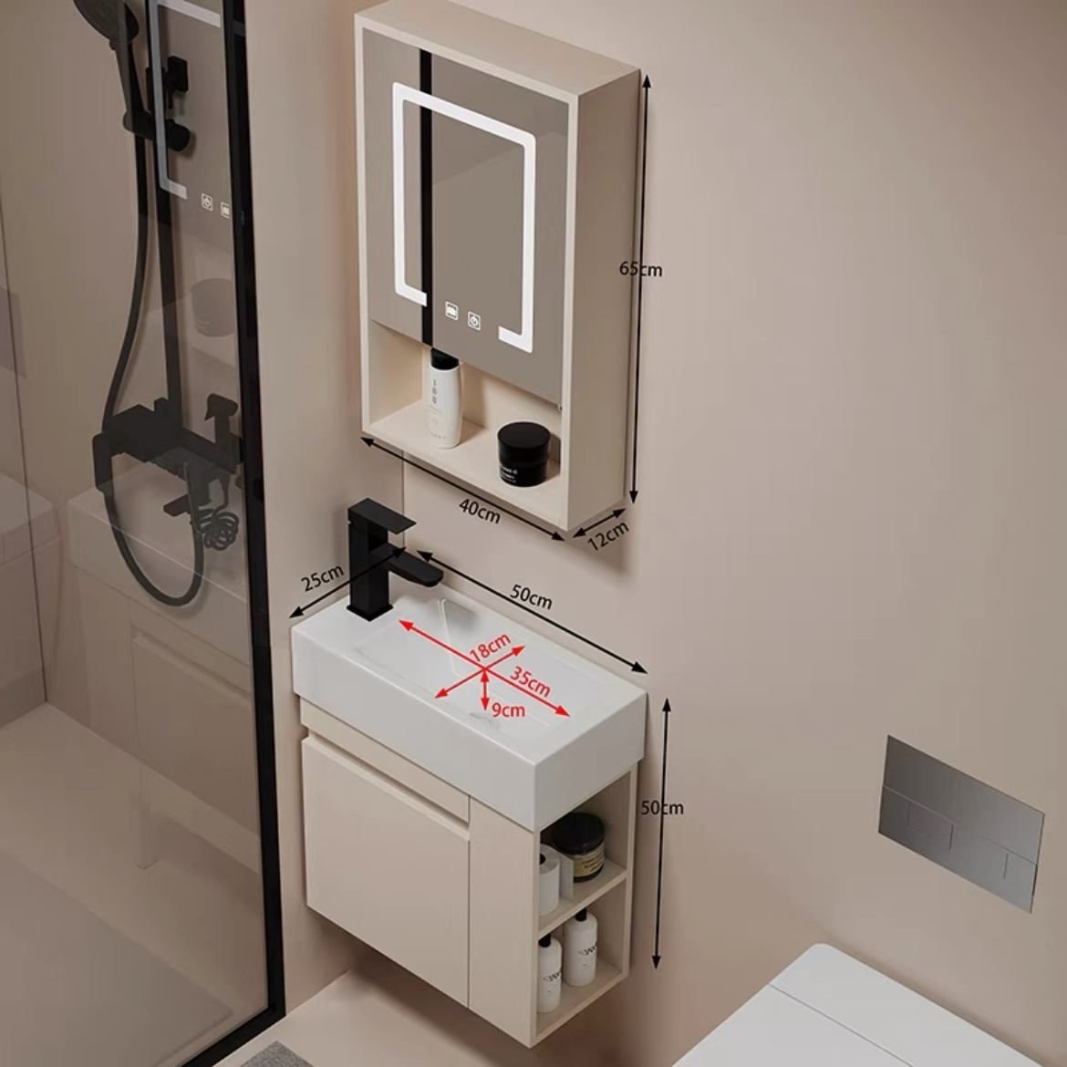 JATAII Wall-Mounted Small Vanity Floating Design for Guest Bath-MN001