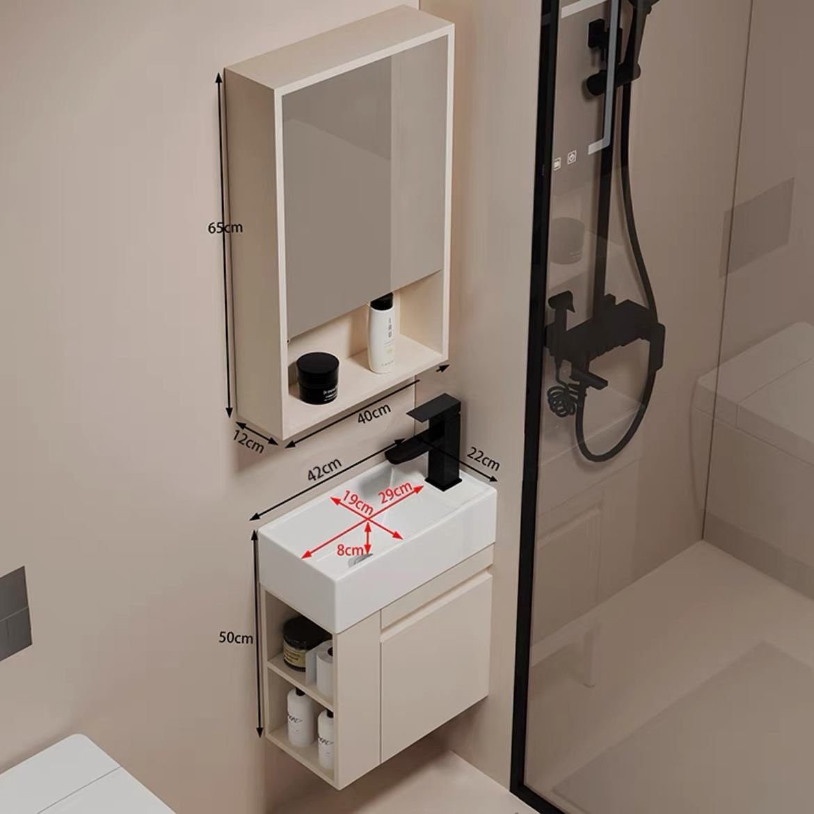 JATAII Wall-Mounted Small Vanity Floating Design for Guest Bath-MN001