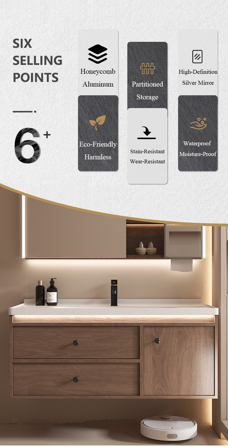 JATAII Wall-Mounted Vanity with Realistic Wood Grain Texture-YM001 detail 2