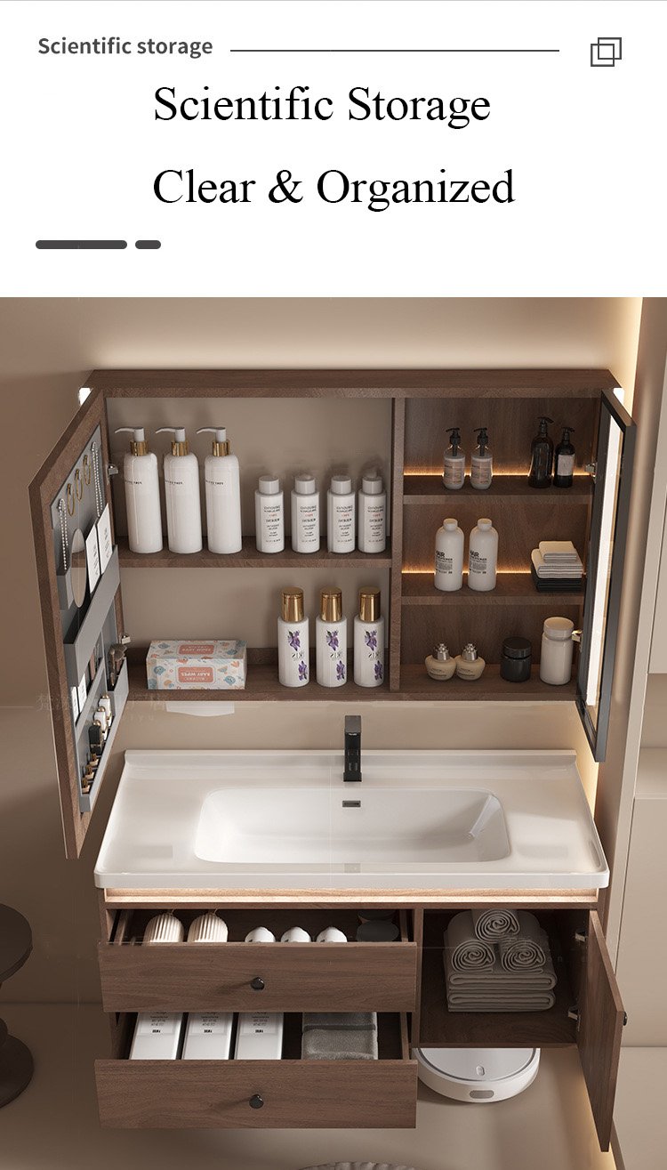 JATAII Wall-Mounted Vanity with Realistic Wood Grain Texture-YM001 detail 6