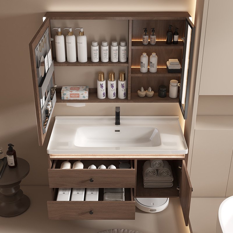 JATAII Wall-Mounted Vanity with Realistic Wood Grain Texture-YM001