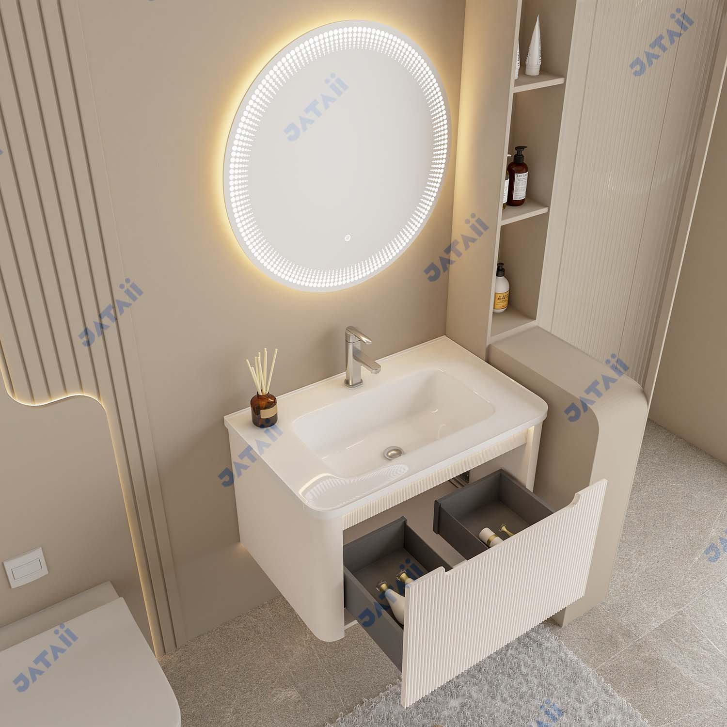 JATAII Stainless Steel Honeycomb White Vanity DC004