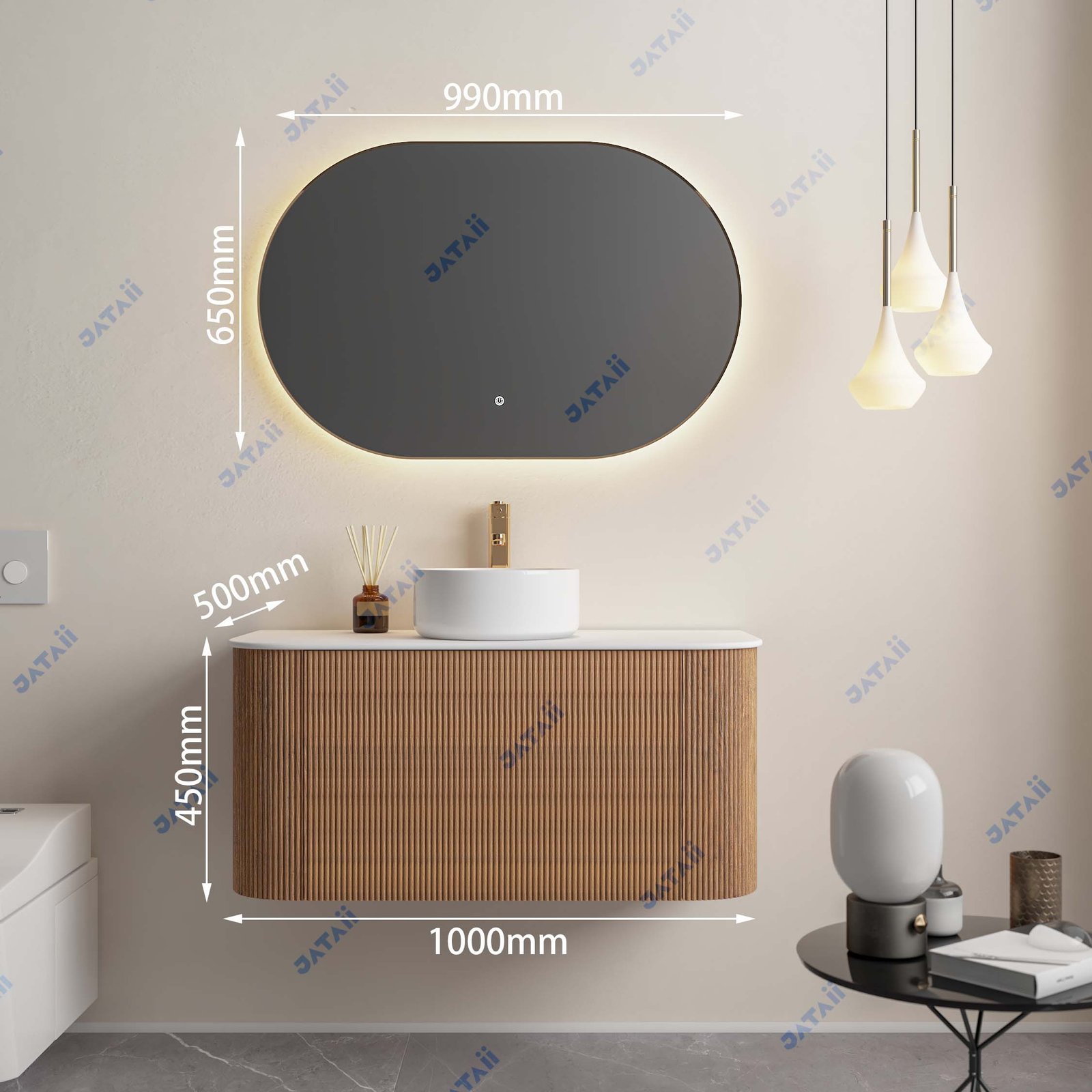 JATAII Stainless Steel Honeycomb Fluted Vanity