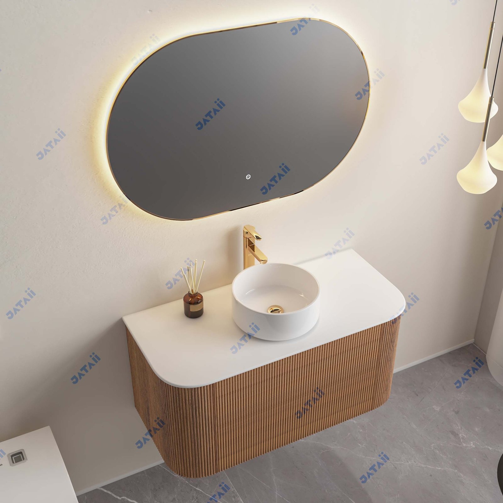 JATAII Stainless Steel Honeycomb Fluted Vanity