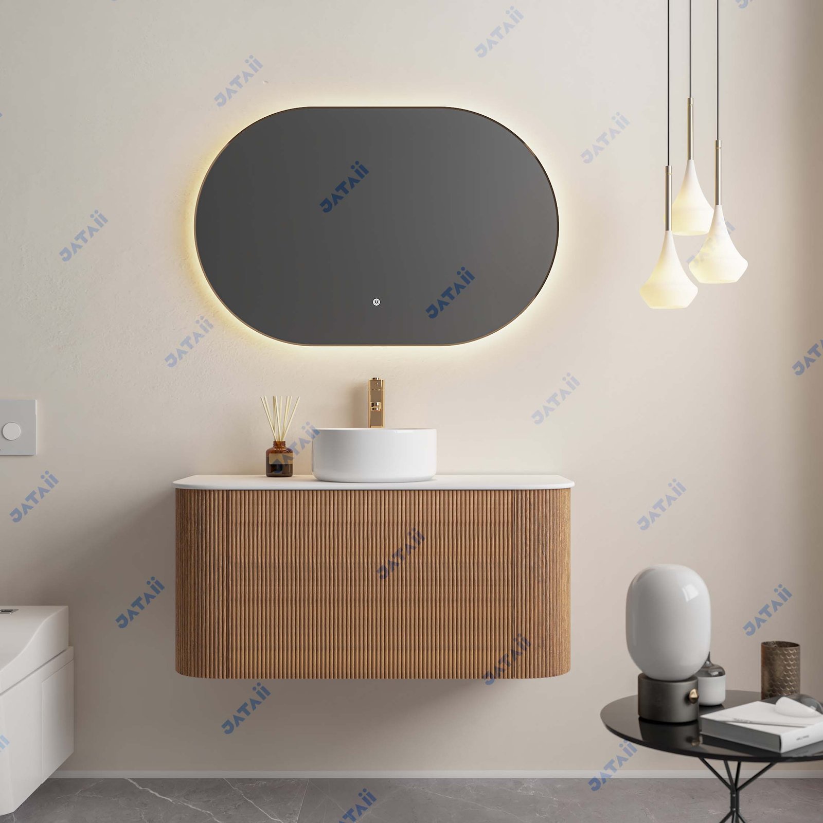 JATAII Stainless Steel Honeycomb Fluted Vanity