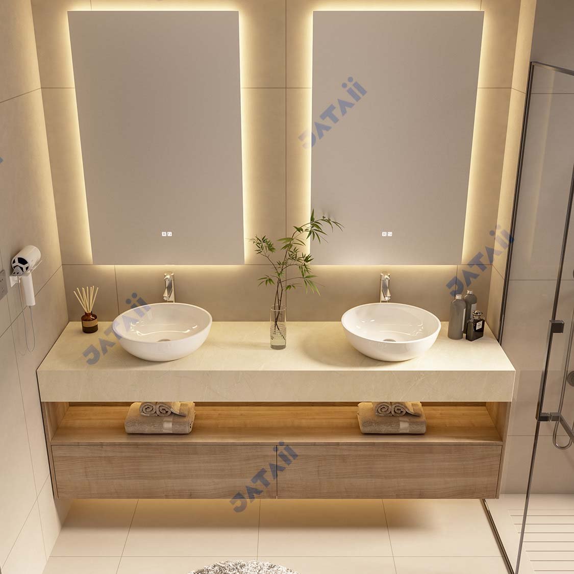 JATAII Stainless Steel Honeycomb Double Vanity ht011