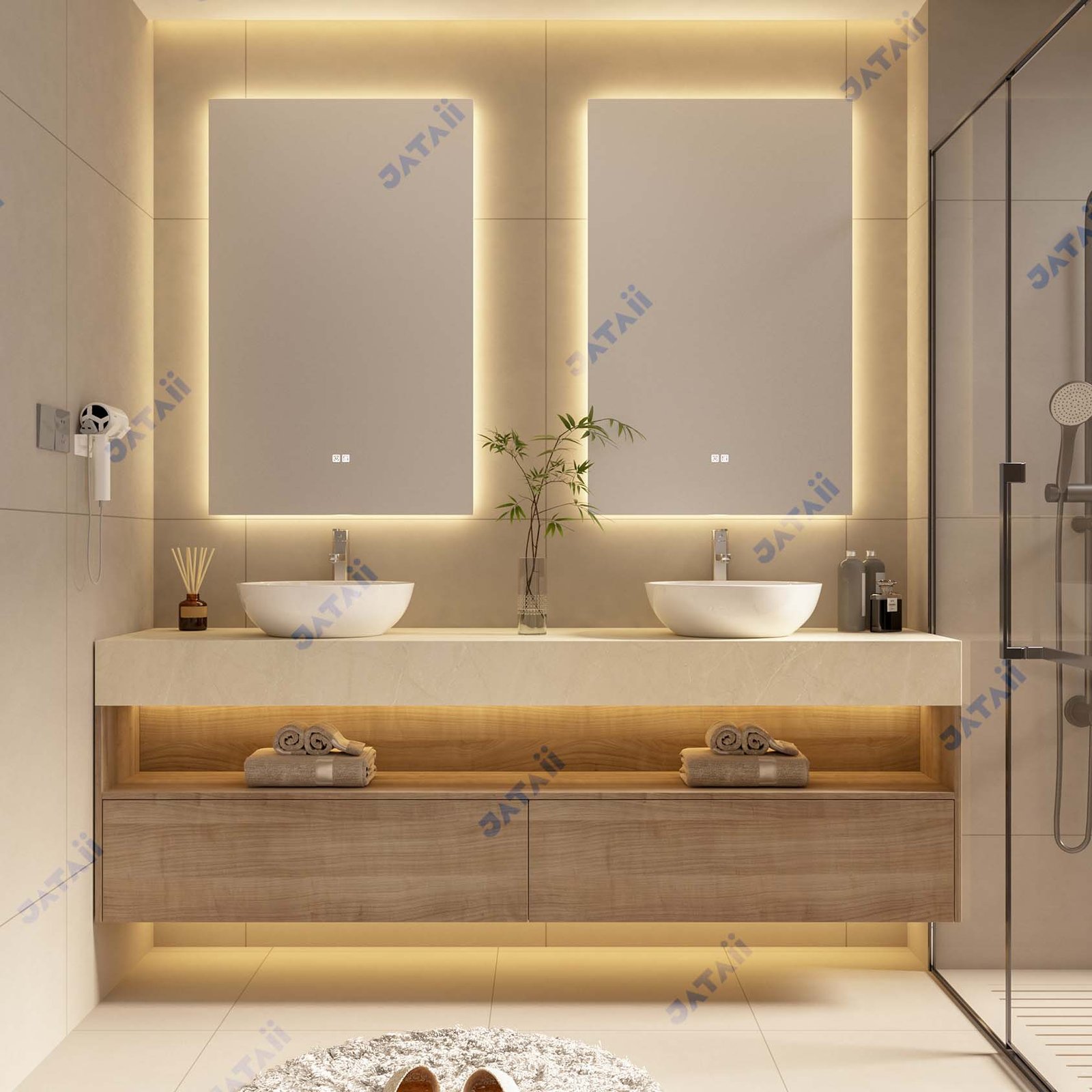 JATAII Stainless Steel Honeycomb Double Vanity ht011