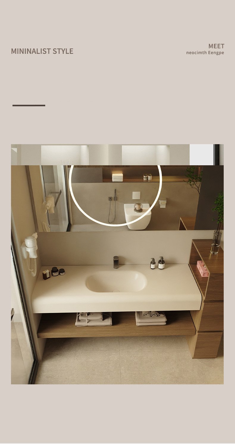 JATAII Minimalist Arch Mirror Vanity Integrated Sink detail 4