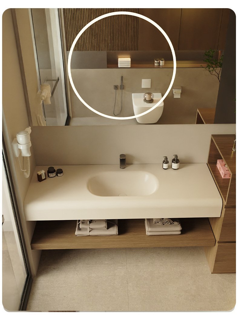 JATAII Minimalist Arch Mirror Vanity Integrated Sink detail 6