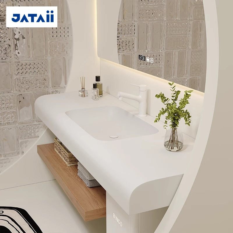 JATAII Minimalist Arch Mirror Vanity Integrated Sink