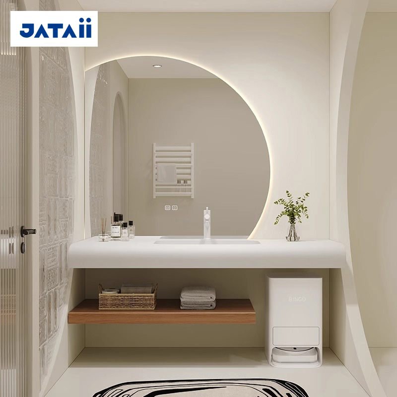 JATAII Minimalist Arch Mirror Vanity Integrated Sink