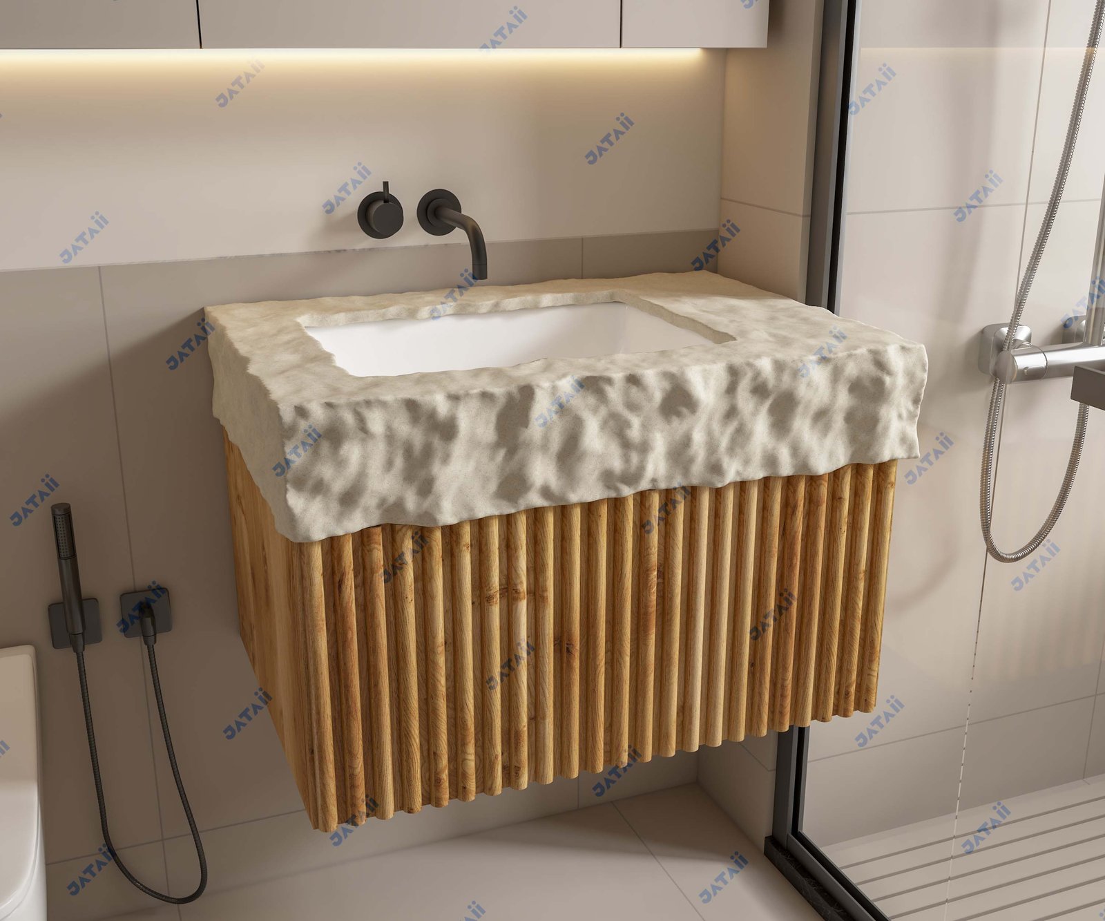 JATAII Commercial 800mm Light Oak Floating Vanity & LED Mirror HT019