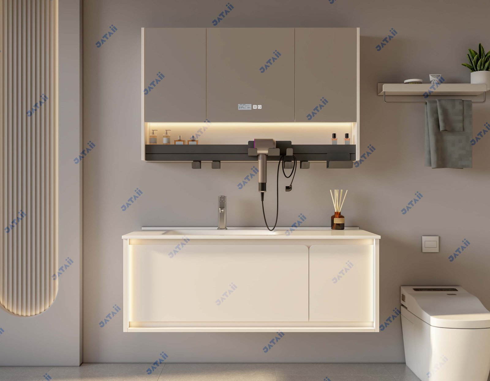 JATAII Commercial 1200mm Fluted Oak Double Vanity Combo HT020