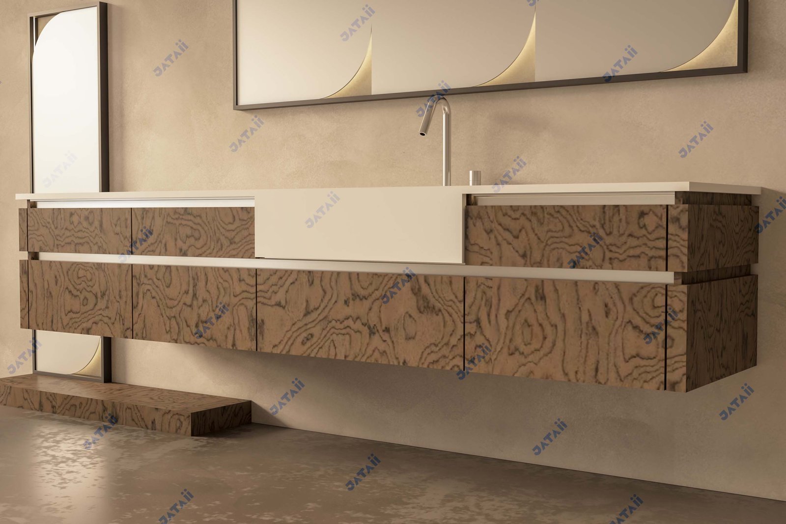 JATAII Commercial 600mm Matte Cashmere Single-Drawer Vanity & Mirror Combo HT021