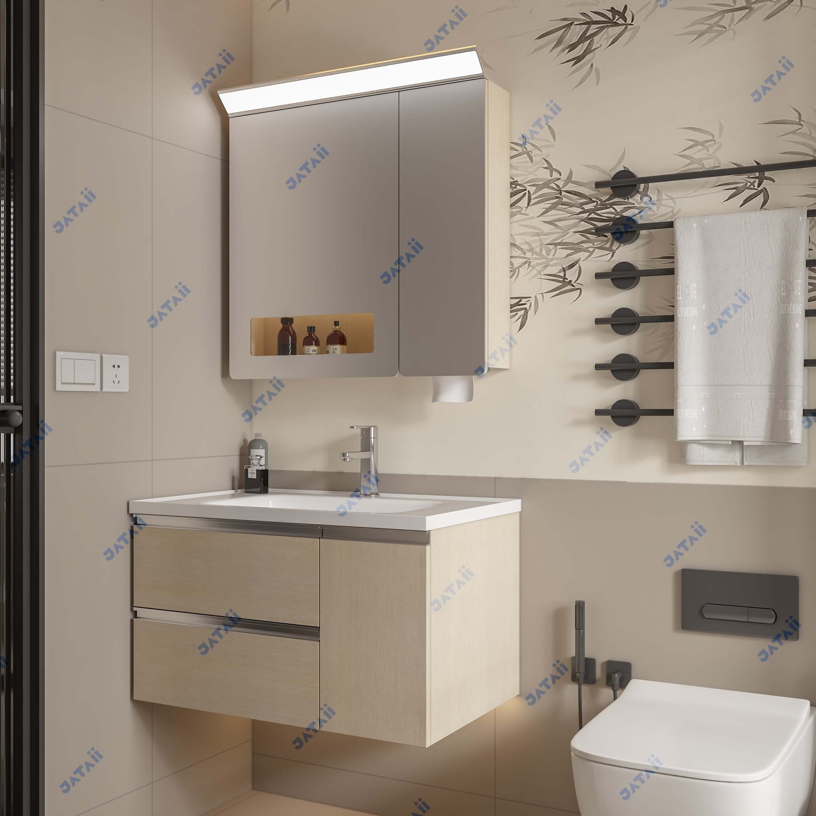 JATAII Wall-Mounted Bathroom Vanity with 2 Soft-Closing Drawers-SC003