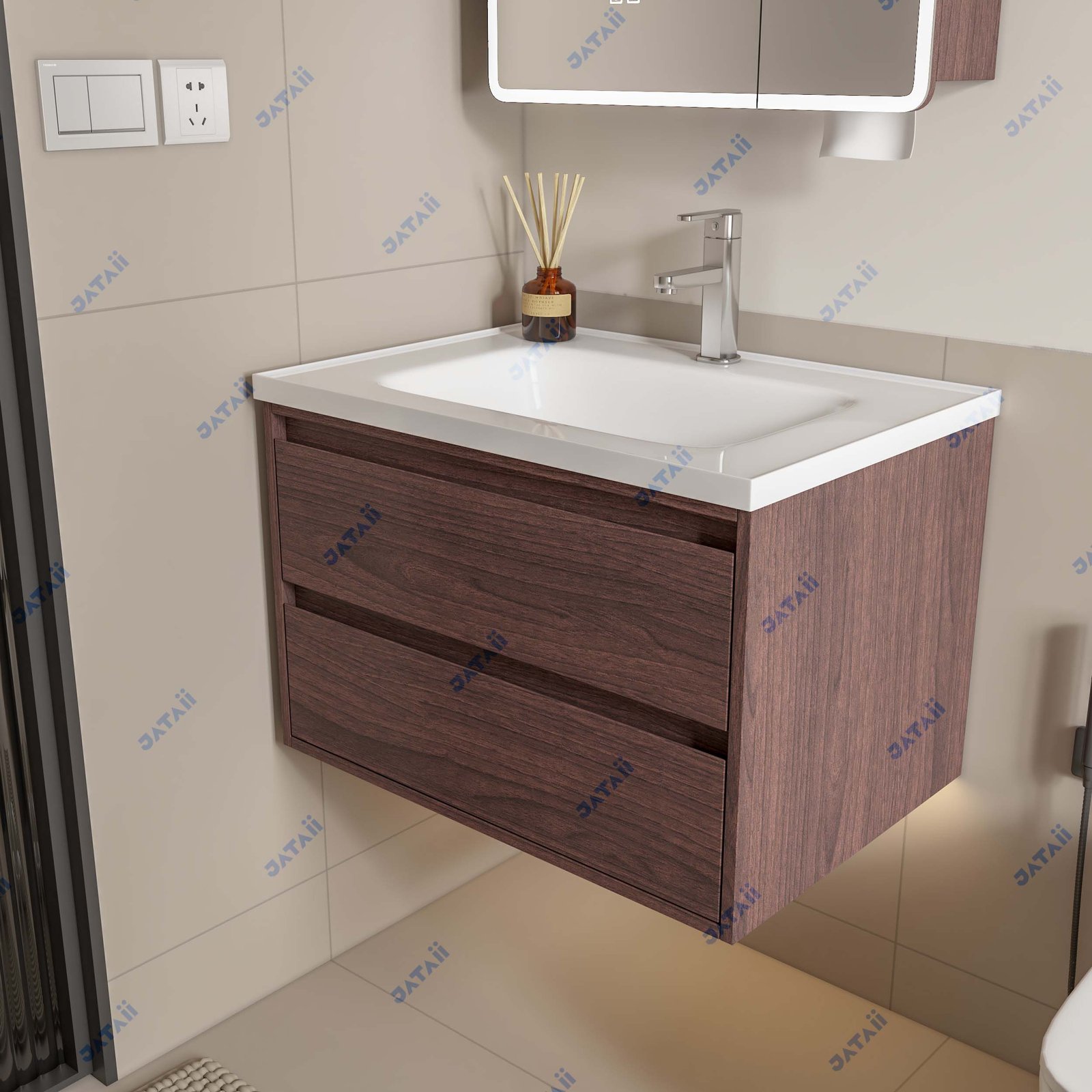 JATAII Wall-Mounted Bathroom Vanity with 2 Soft-Closing Drawers-SC004