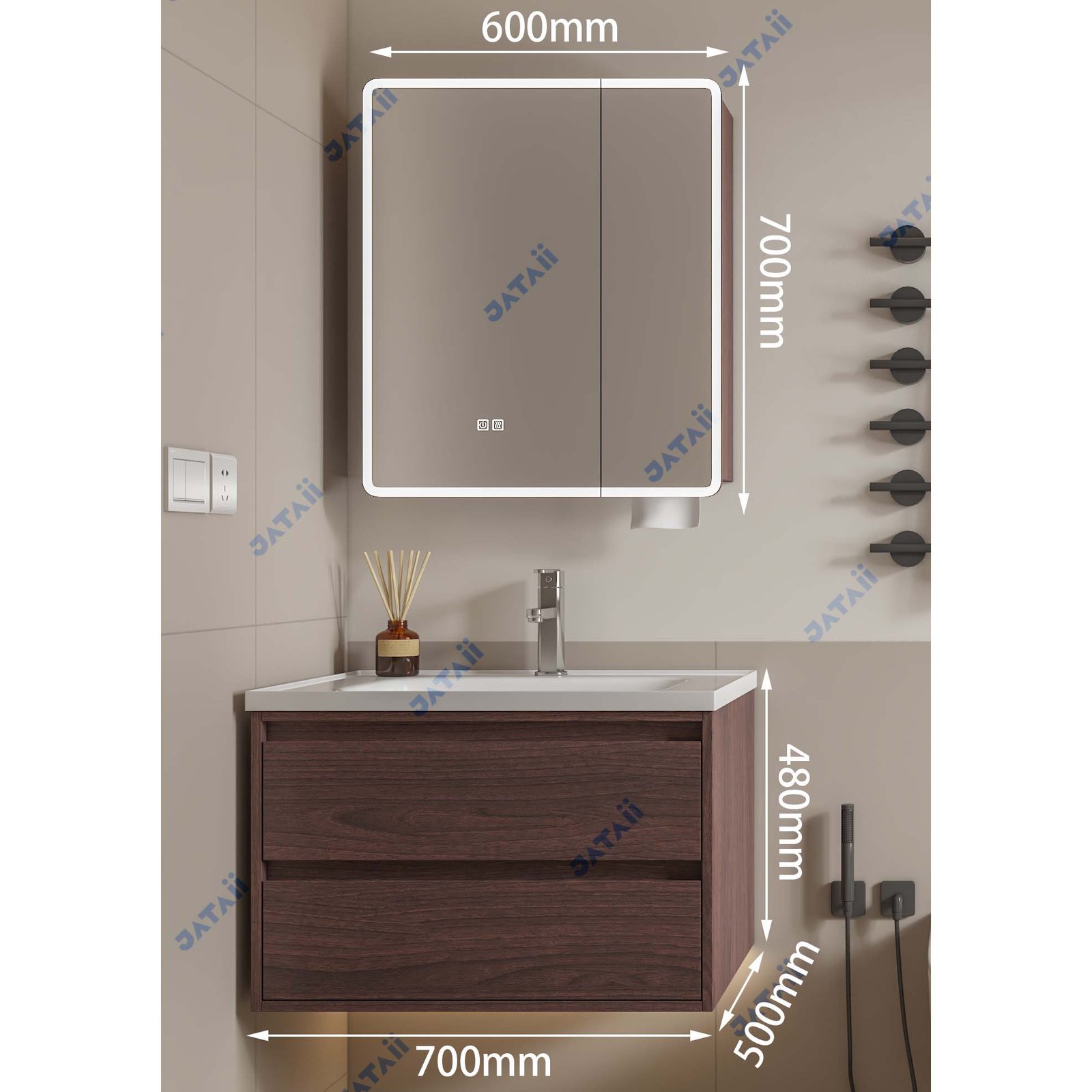 JATAII Wall-Mounted Bathroom Vanity with 2 Soft-Closing Drawers-SC004
