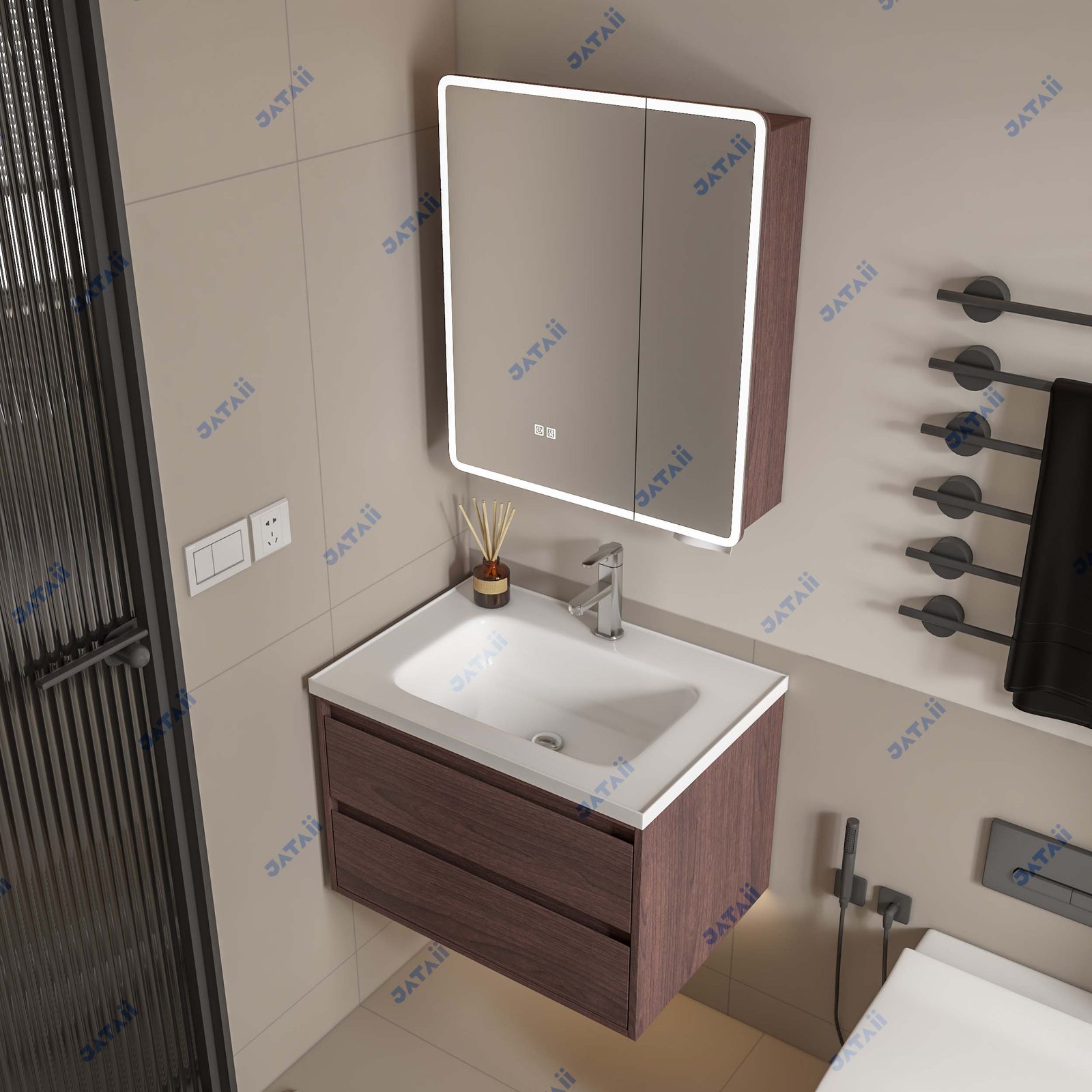 JATAII Wall-Mounted Bathroom Vanity with 2 Soft-Closing Drawers-SC004