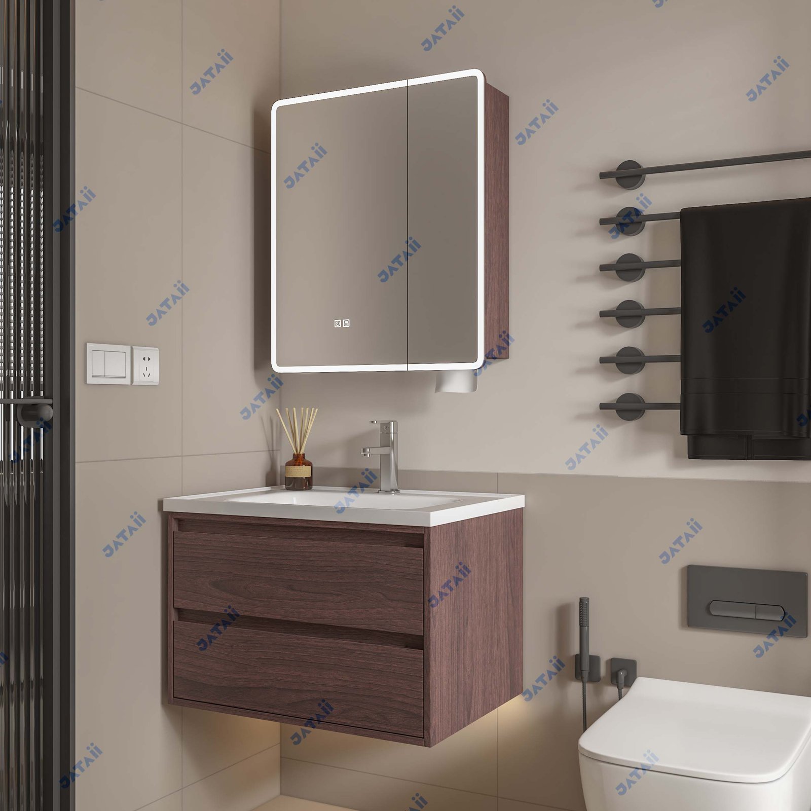 JATAII Wall-Mounted Bathroom Vanity with 2 Soft-Closing Drawers-SC004