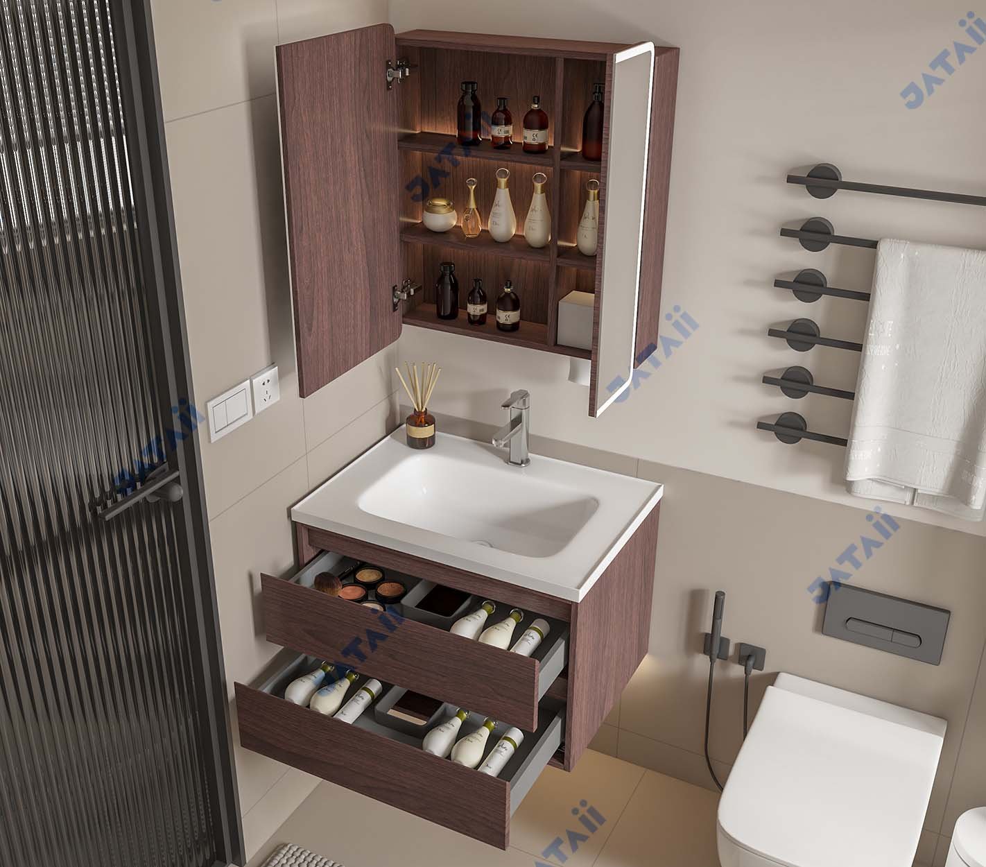 JATAII Wall-Mounted Bathroom Vanity with 2 Soft-Closing Drawers-SC004