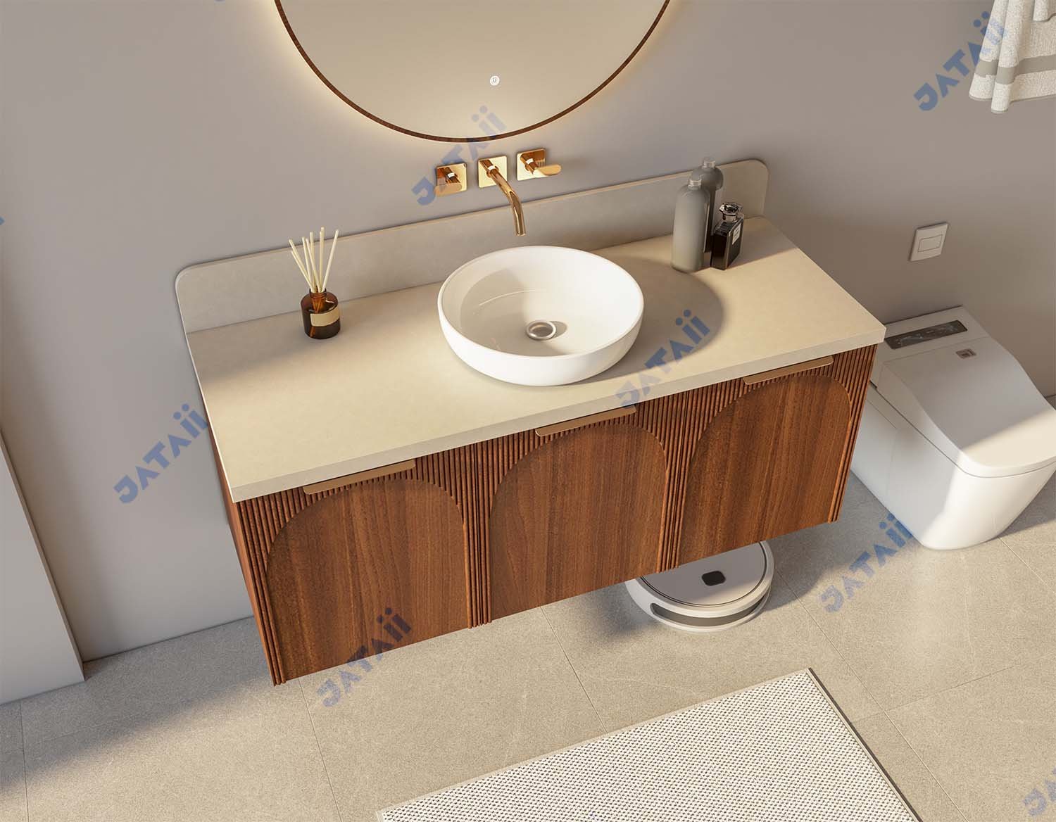 JATAII Stainless Steel Honeycomb Floating Vanity