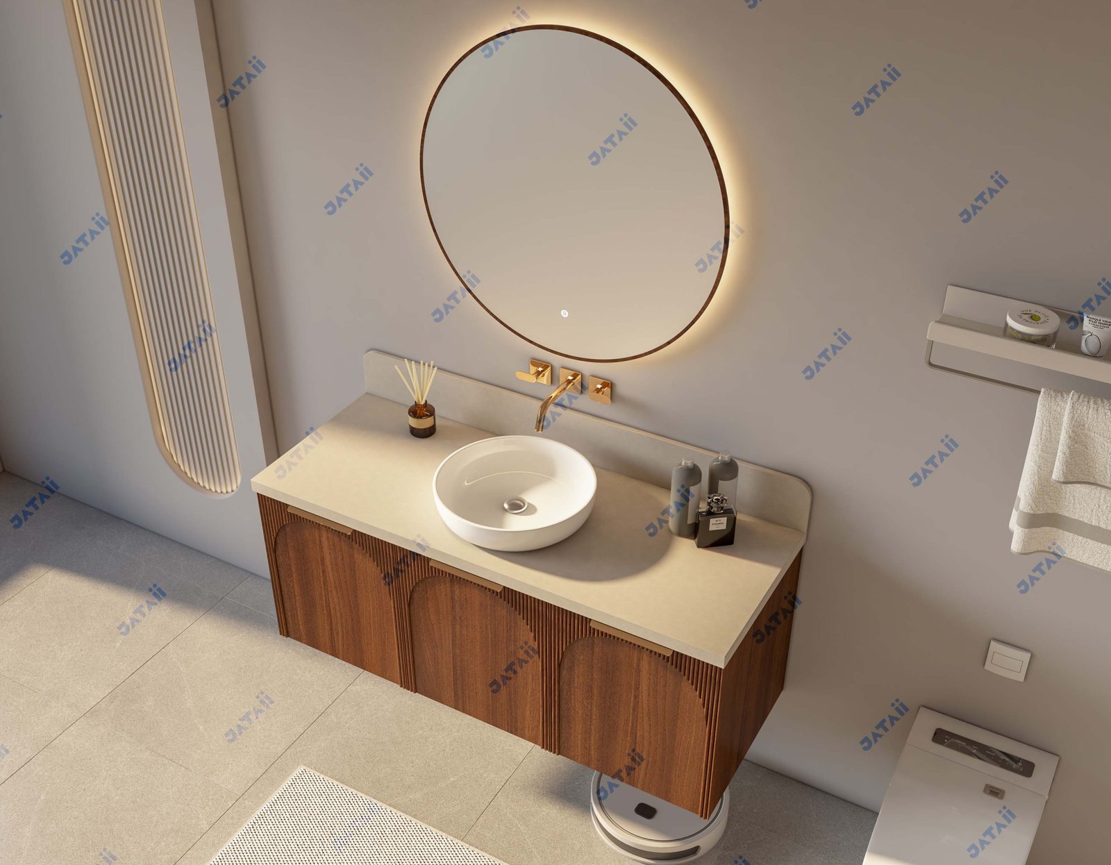 JATAII Stainless Steel Honeycomb Floating Vanity