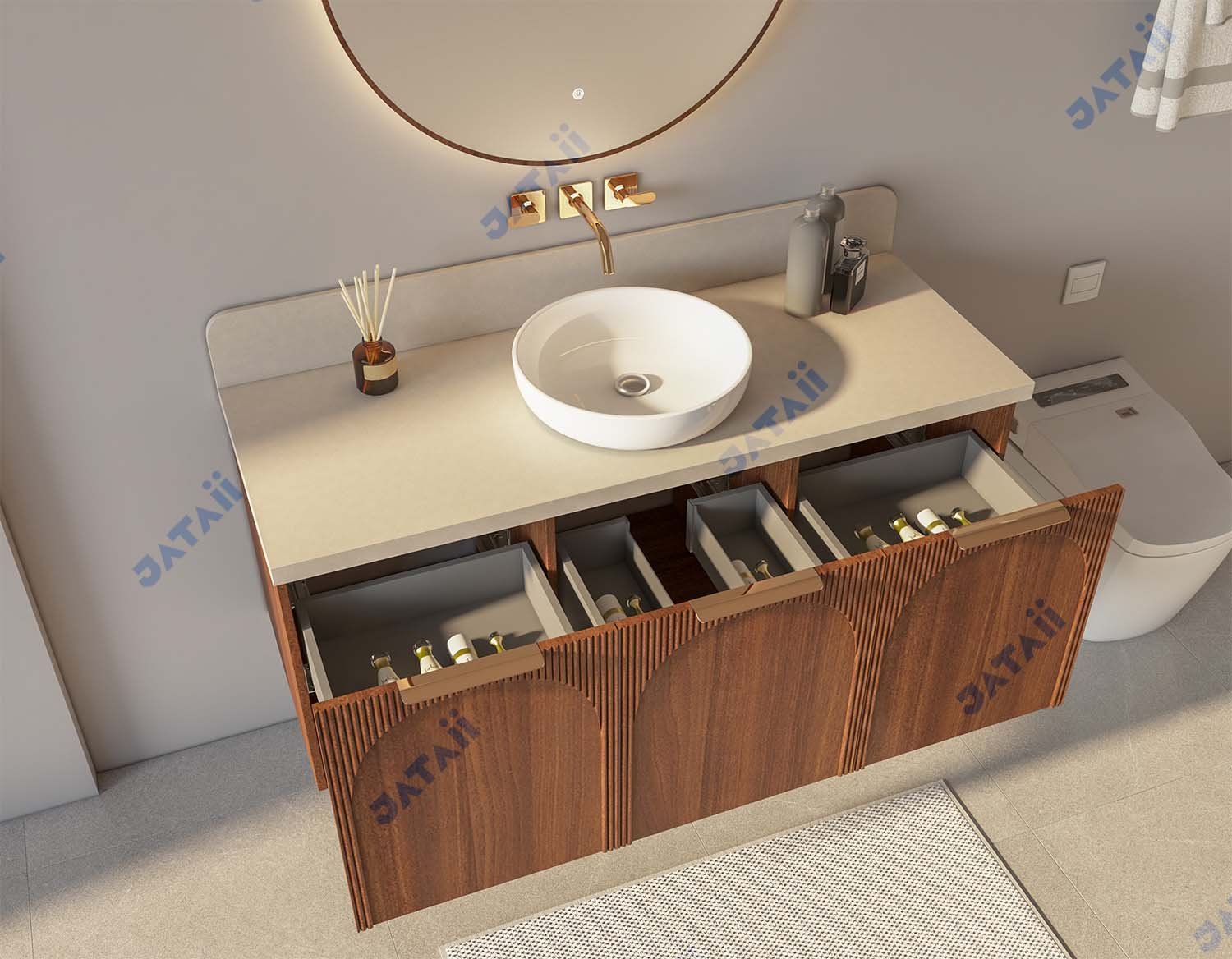 JATAII Stainless Steel Honeycomb Floating Vanity